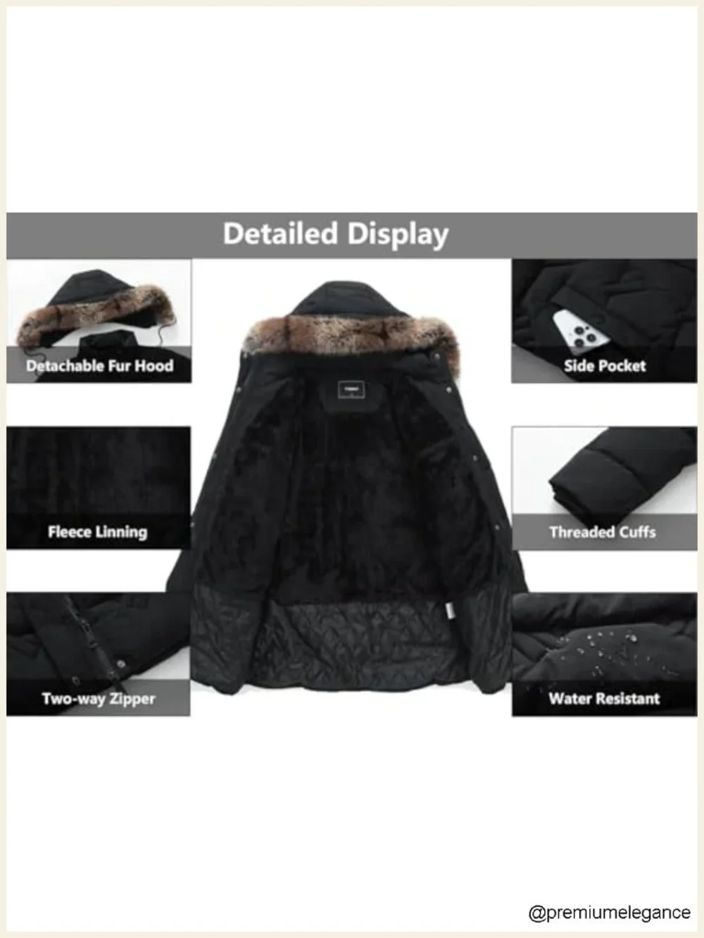 Waterproof Long Insulated Parka with Detachable Hood